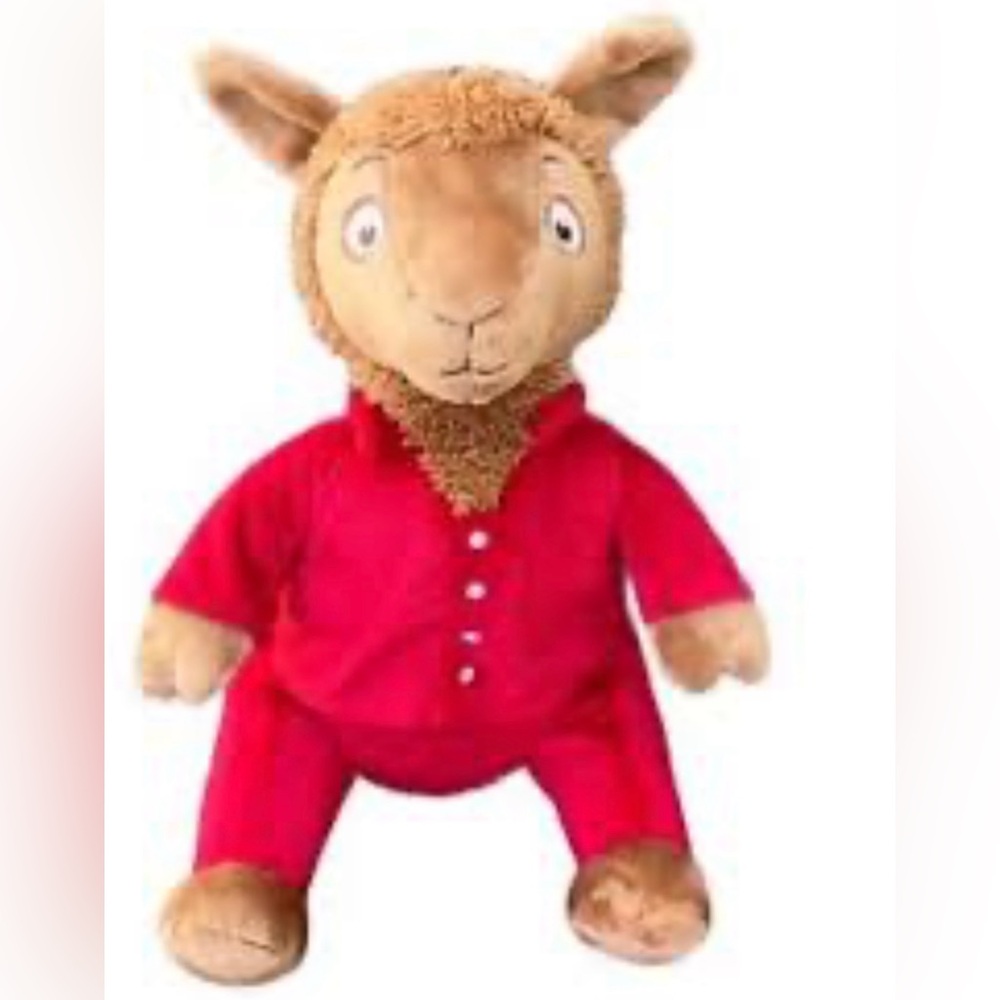 Red Plush Llama Stuffed Animal with Friendly Expression